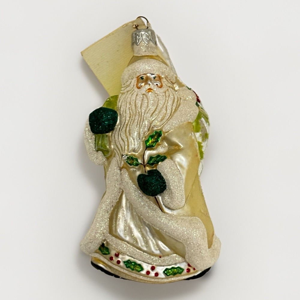 Patricia Breen SANTA Pearl-Holly Christmas Ornament..Poland With Tag READ